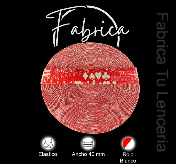Producto - Elástico Rojo/ Blanco. Medida: 40mm