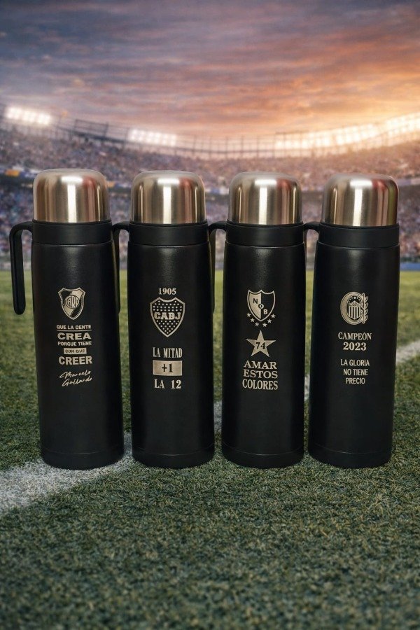 Producto - Termo media manija Acero 1 litro negro grabado laser equipos...