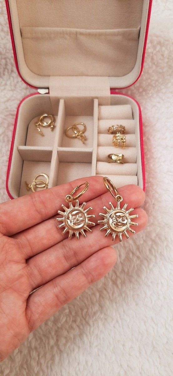 Producto - Aros Sol dorado y luna