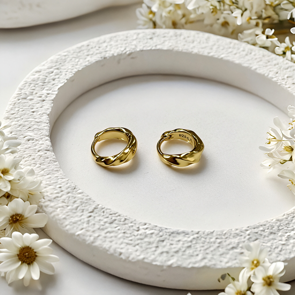 Producto - Aros Argollitas Plata 925 Dorado/Labradas