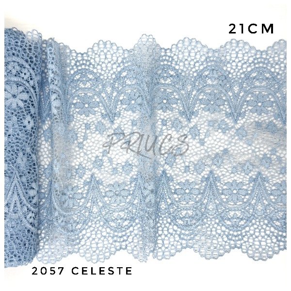 Producto - 2057 Puntilla Elastizada 21cm Celeste pastel