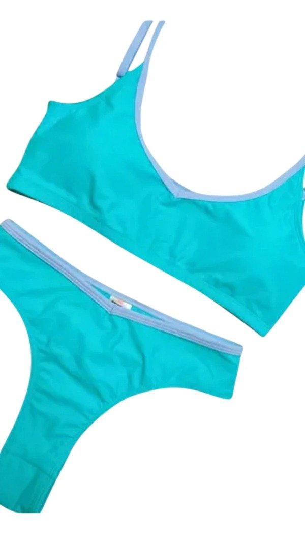 Bikini bicolor top celeste y turquesa — imagen 2