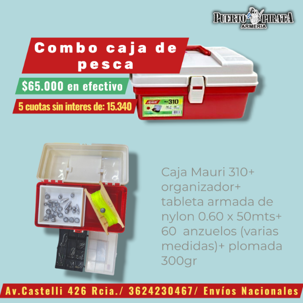 Producto - Combo de caja de pesca con línea de mano