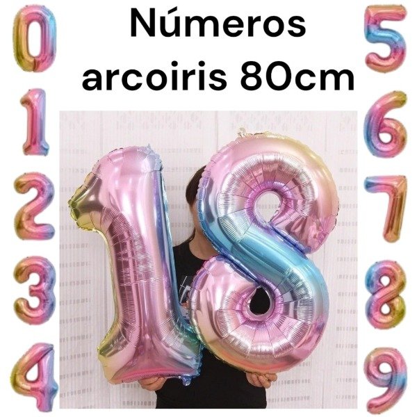 Producto - Número 80 cm arcoiris