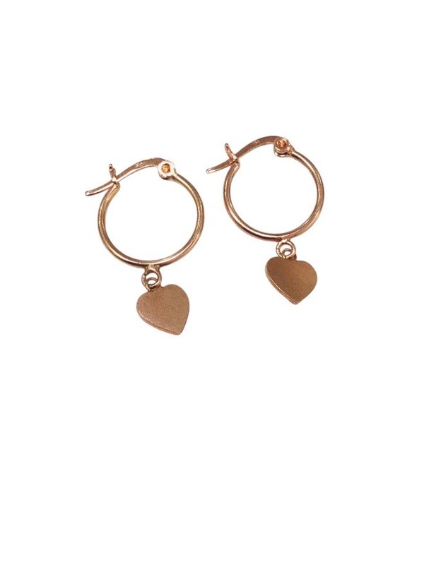 Producto - Aros argollas corazón Plata Rose