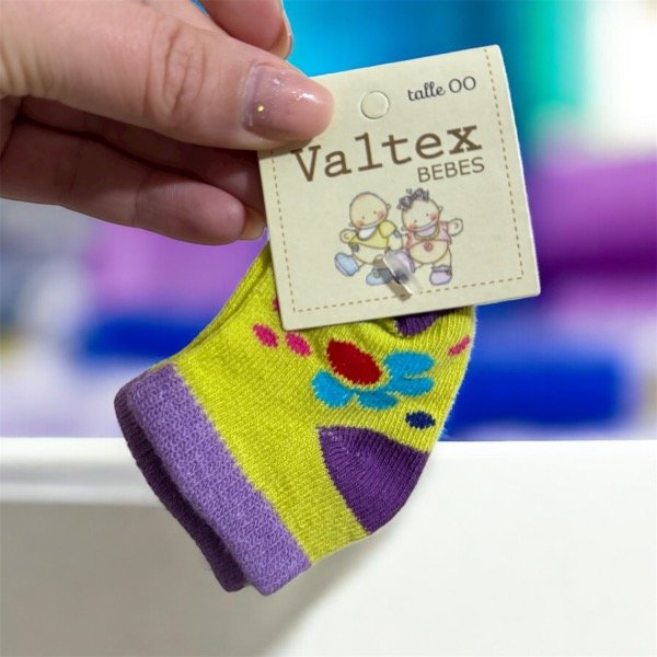 Producto - Medias flor verde y lila T00