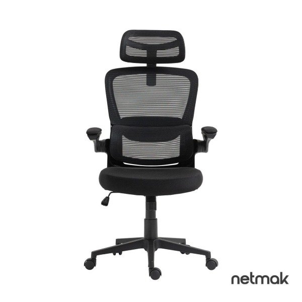 Producto - Silla oficina -apoyabrazos y apoyacabeza regulables -tela mesh anti transpirante