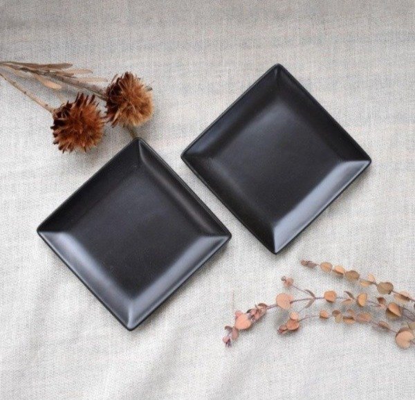 Producto - Plato Cuadrado Negro Melamina YM 9619