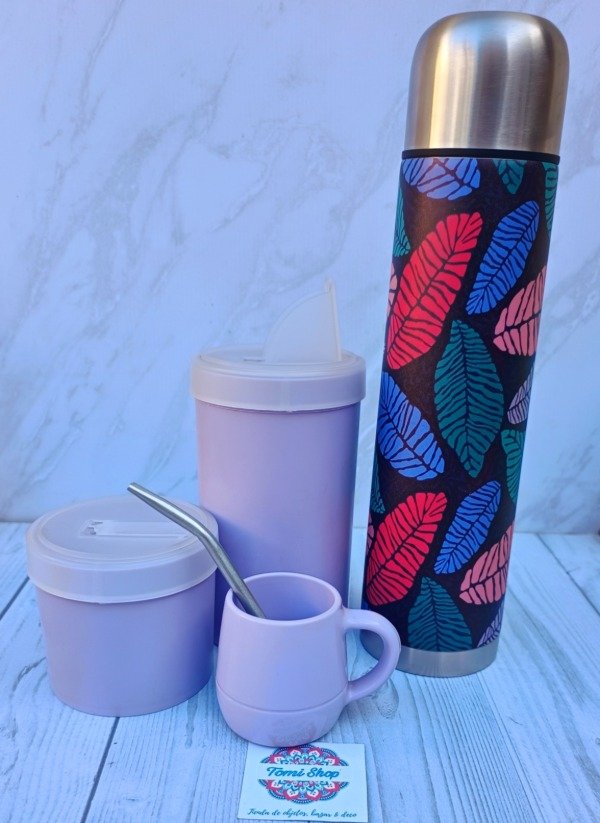 Producto - Set Matero Hojas lila