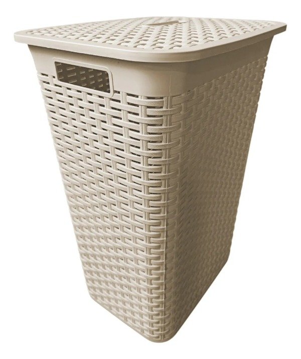 Producto - CANASTO ROPA RATAN CON TAPA PLASTICO 42,5X32,5X57,5 CM