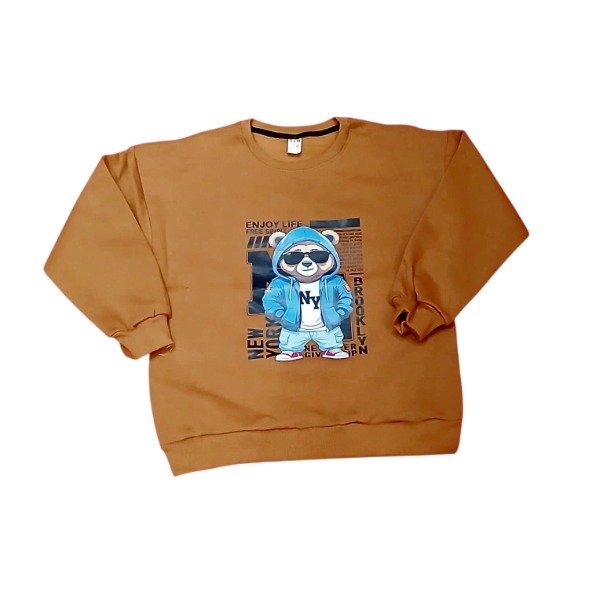 Producto - Buzo Overzise en friza Varón Oso Mostaza T12