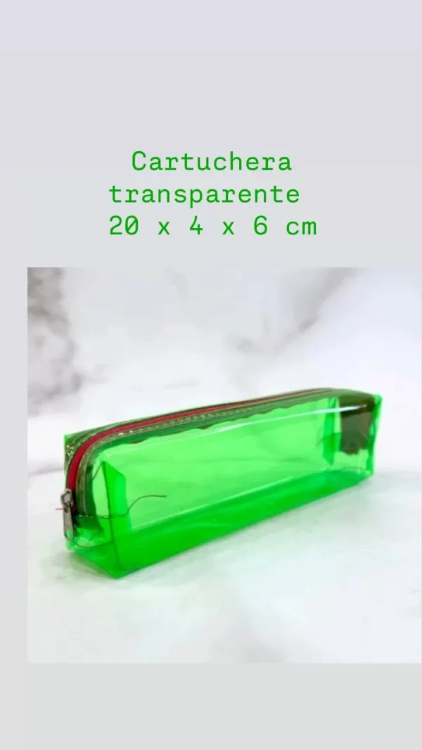 Producto - CARTUCHERA TRANSPARENTE VERDE