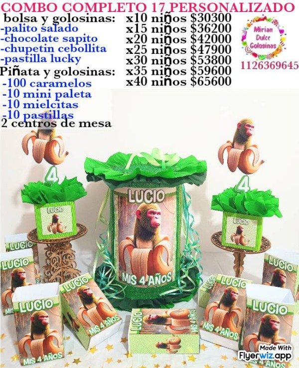 Producto - Combo cumpleaños 17 chimpanzini bananini