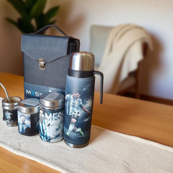 Producto - SET COMPLETO ECOCUERO TERMO ACERO, BOLSO RIGIDO MESSI 2