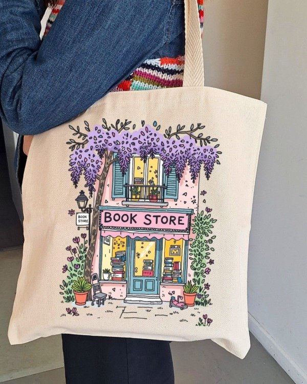 Producto - Tote bag "Bookstores" Jardín de glicinas