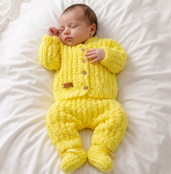 Producto - Conjunto trio amarillo para bebe recién nacido