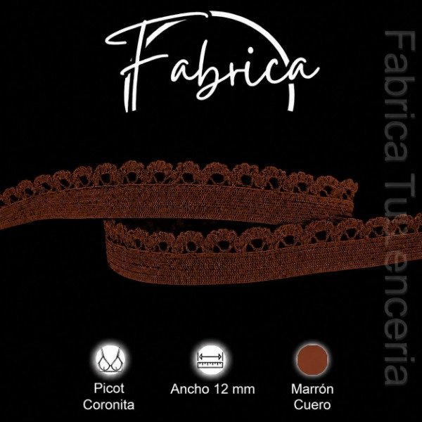 Producto - Picot Coronita Marrón Cuero 12mm (1 metro)