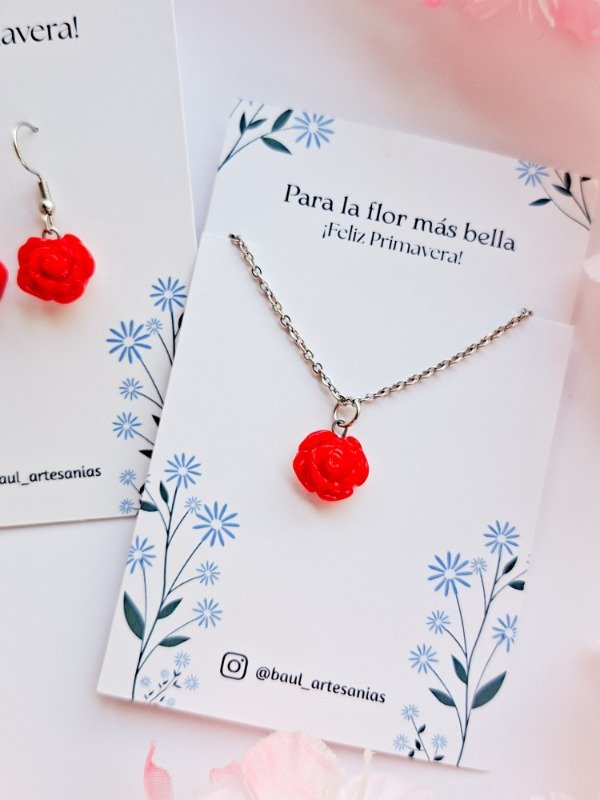 Producto - Collar/Aros Rosas - 2