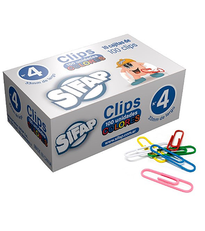 Producto - broches clips SIFAP forrados color  nro 4  x 100