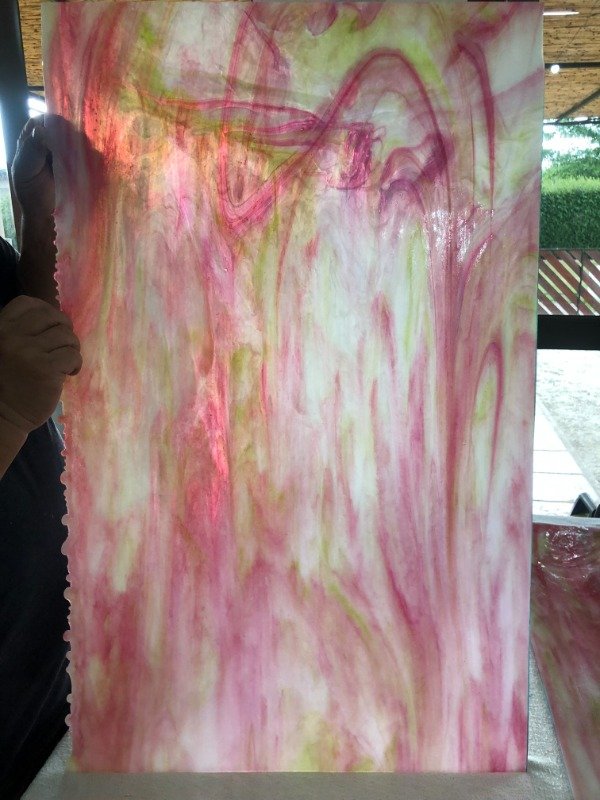 Producto - Vidrio importado color Pink +Green (Stipple glass )7051.