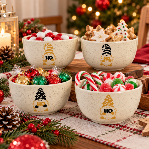 Producto - Set Navideño de 4 cuencos de cerámica de 350cc en caja - 1