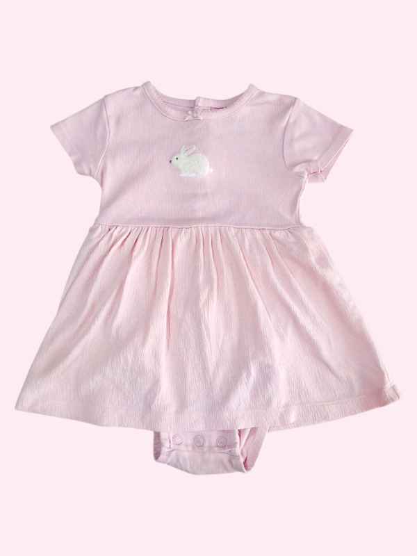 Producto - Body vestido manga corta rosa con conejito Carters 12 meses