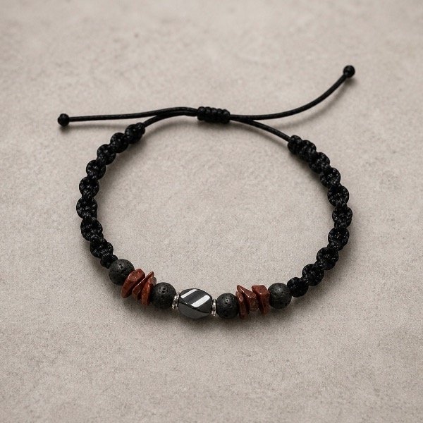 Producto - Pulsera VIKINGO con jaspe rojo y hematita