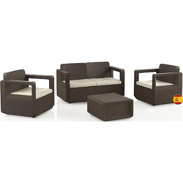 Producto - Set mueble Apolo Wengue (1 sof - 2 sill - 1 msa) - BERNER - BER55347