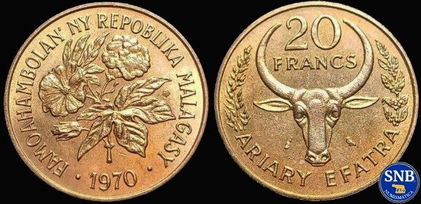 Producto - Madagascar - 20 Francos (1970) KM #12 FAO - República Malgache (1960-1975)