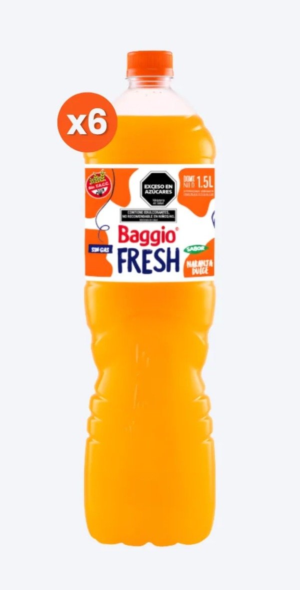 Producto - Agua Saborizada Baggio Fresh Naranja Dulce 1,5l Pack X6