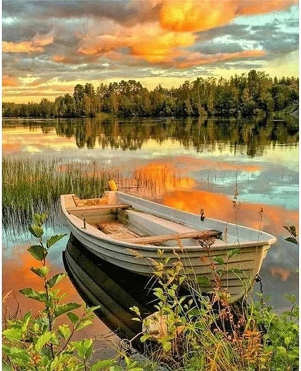 Producto - Diamond painting lago y balsa 30x40cm