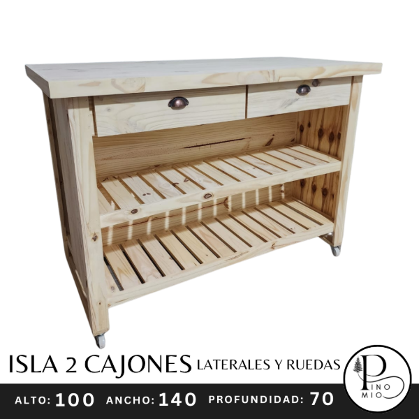 Producto - ISLA 2 CAJONES LATERALES Y RUEDAS