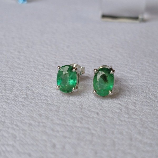 Producto - Aros plata 925 Esmeraldas brasileña