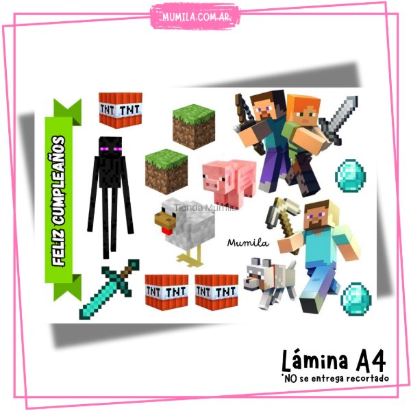 Producto - Lamina papel foto Topper Minecraft EN STOCK