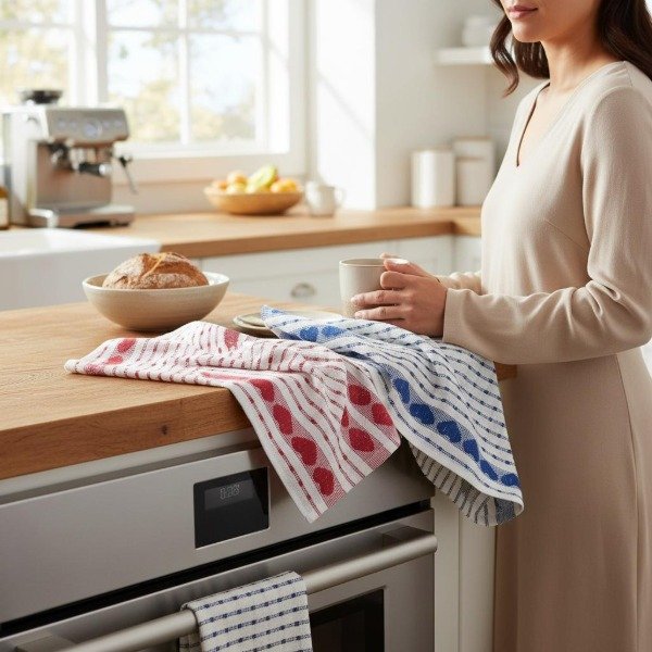 Producto - SET X 3 REPASADORES ALGODON CON CORAZONES COLORES SURTIDOS 35X60CM