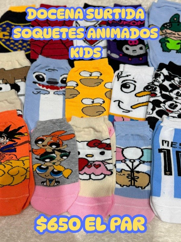 Producto - Docena Surtida Soquetes Animados Kids