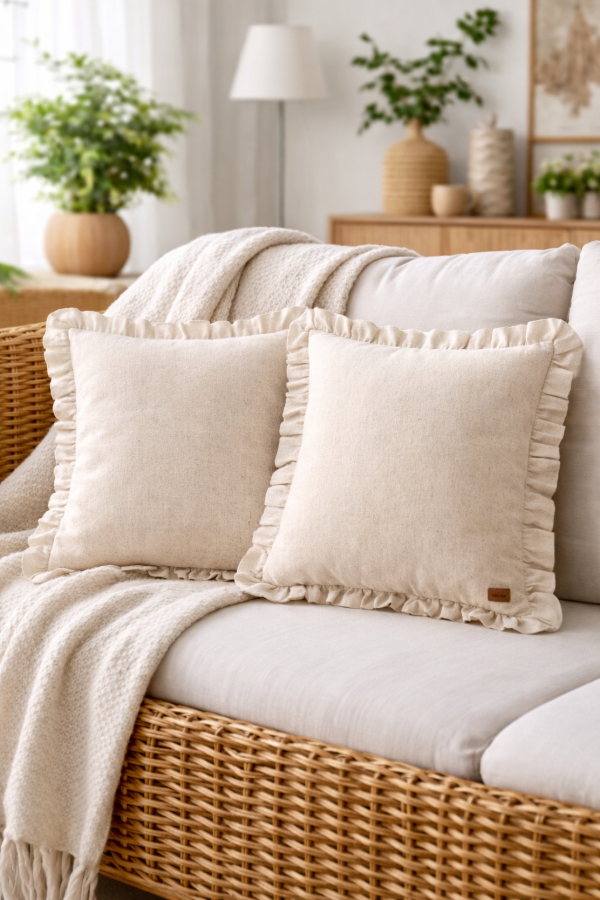 Producto - Funda de almohadón Deco con volados 50 x 50 CM