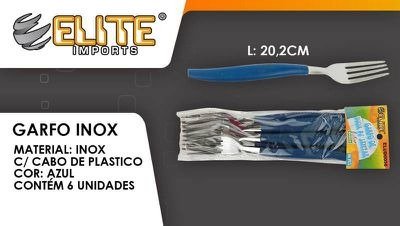 Producto - TENEDOR DE INOX 6PIEZAS AZUL 20,2CM (50UN)