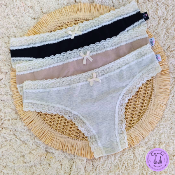 Producto - COLALESS DE ALGODÓN Y LYCRA CON PUNTILLA pack x 3 - 30100