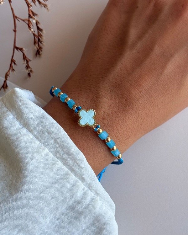 Producto - Pulsera trébol celeste