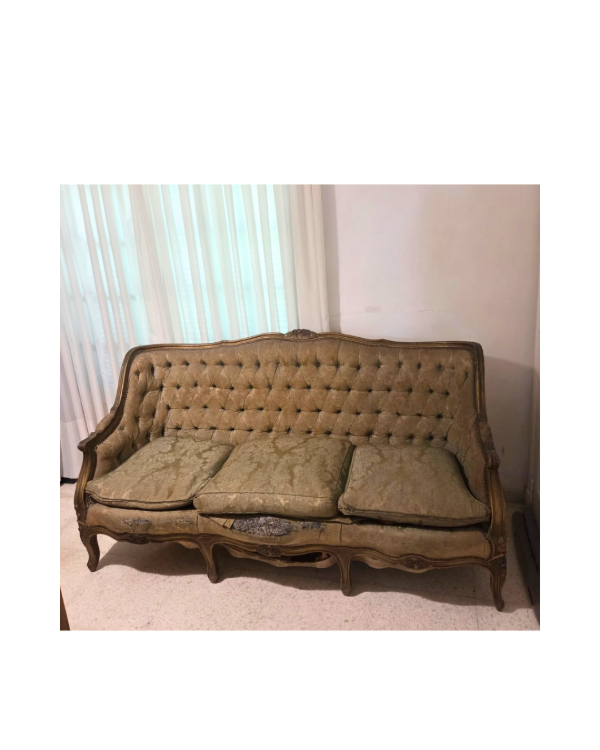 Producto - Sillón Francés de 3 cuerpos con capitoné para retapizar  / 1.8m de largo