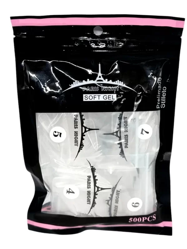 Producto - Tips press on soft Gel Stilleto prelimados 500u Paris Night
