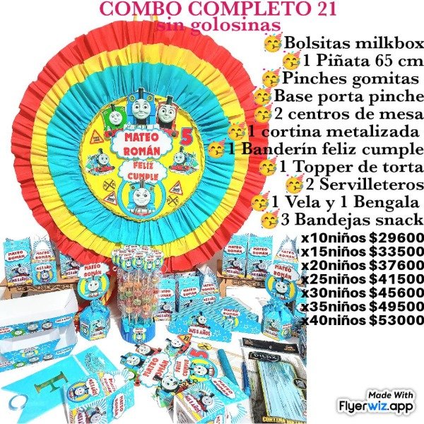 Producto - Combo completo 21 tren Thomas  sin golosinas