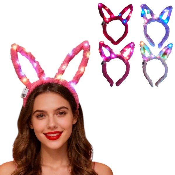 Producto - 3 Vinchas Conejita de Peluche Luminosa LED 14 Leds