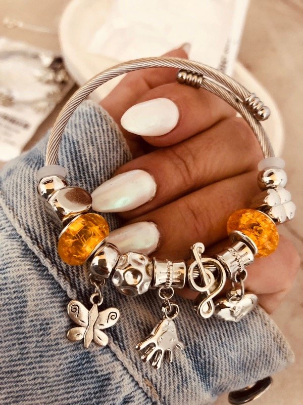 Producto - Pandorita Acero Quirúrgico Cítrico con dijes Modelo 6