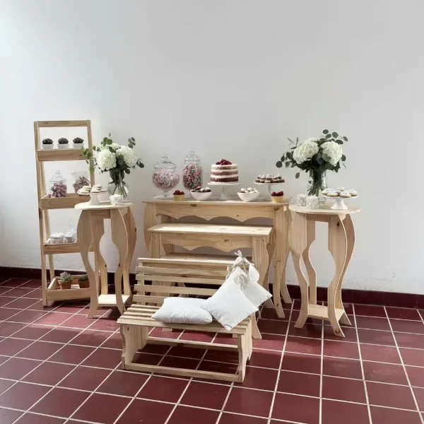 Producto - Combo Mesas Candy Bar X7 Provenzal Pino