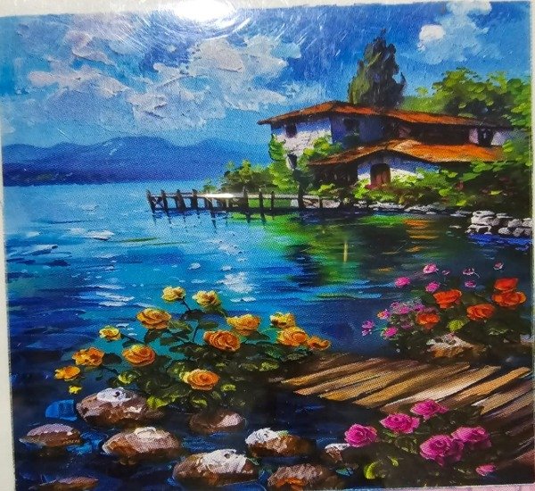 Producto - DIAMOND PAINTING 20X30 HI STONE CASA DE LAGO CON MUELLE