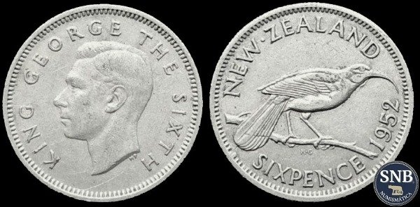 Producto - Nueva Zelanda - 6 Peniques (1952) KM #20 - Commonwealth