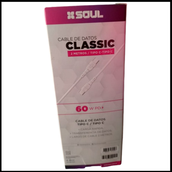 Producto - Cable de datos Soul Classic 2 mts Tipo C - Tipo C 60W PD
