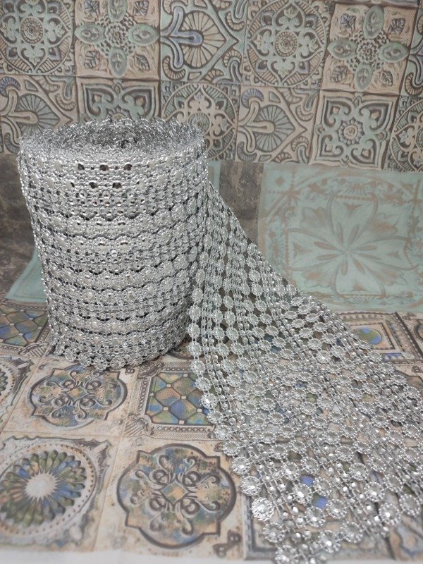 Producto - Falso strass flor plateada